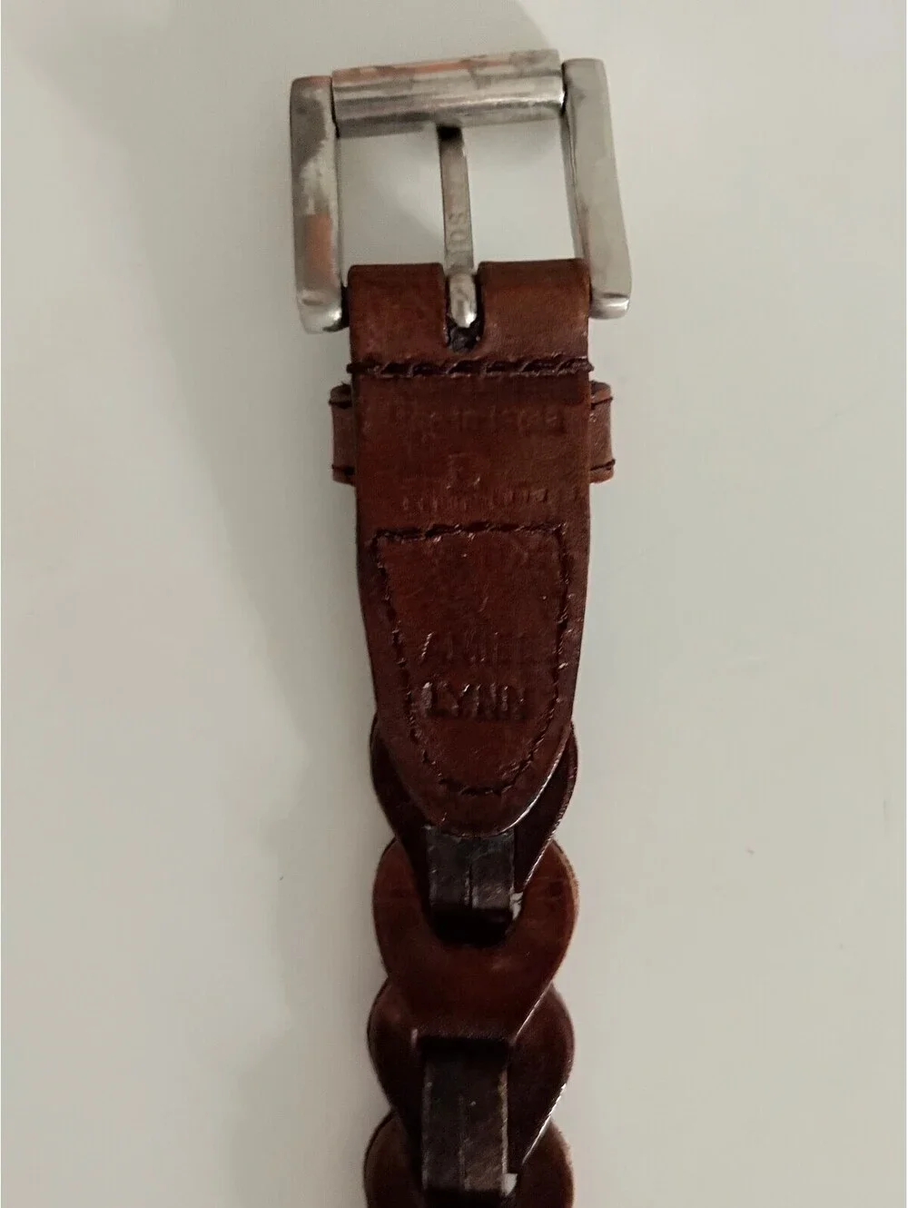 Brown Leather Belt Western Horseshoe Silver Details